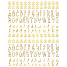 the alphabet and numbers are made out of gold foil