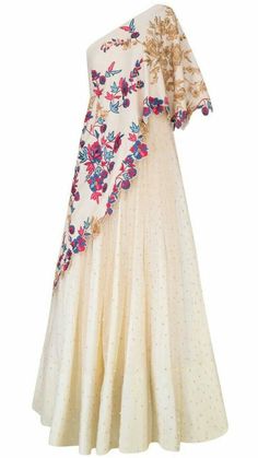 Sukienki Maksi, Clothing Crochet, Vanilla Color, Salwar Kamiz, Indian Gowns Dresses, One Shoulder Gown, Indian Gowns, Designer Outfits, Indian Designer Outfits