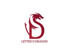 the letter d dragon logo is red and has a black dragon on it's head