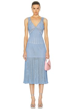 Find AKNVAS Guinevere Crochet Midi Dress on Editorialist. AKNVAS Guinevere Crochet Midi Dress in Blue Self: 65% viscose 35% polyamide Lining: 100% polyamide. Made in China. Dry clean only. AKNF-WD45. S24-1088-BLU. About the designer: Blue Fitted Crochet Dress For Spring, Elegant Blue Crochet Dress For Spring, Fitted Blue Crochet Dress For Spring, Elegant Blue Crochet Dress For Summer, Sleeveless Midi Dress With Crochet Trim, Feminine Midi-length Crochet Dress, Luxury Summer Crochet Midi-length Dress, Luxury Sleeveless Crochet Knit Dress, Elegant Midi-length Crochet Dress With Pointelle Knit