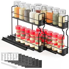 four tier spice rack with spices and seasonings