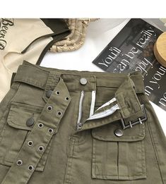 DETAILSMaterial: Polyester & CottonClosure Type: Zipper flyPattern Type: SolidSilhouette: A-LINE Cargo Pants Aesthetic, Cargo Shorts Outfit, Modesty Dress, Cargo Skirt Outfit, Cargo Outfit, Belted Mini Skirt, Cargo Skirt, 2000s Fashion Outfits, Fall Fits