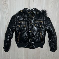 Girls Size 4/5 Winter Puffer Jacket Nwot So Cute Black With Faux Fur Hood Black Quilted Hooded Jacket For Winter, Fitted Black Puffer Jacket With Faux Fur Lining, Black Puffer Jacket With Faux Fur Trim For Winter, Black Hooded Jacket With Faux Fur Lining For Winter, Winter Puffer Jackets, Winter Puffer, Fur Hood, Kids Jacket, Cute Black