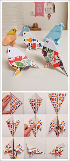 origami birds made out of folded paper