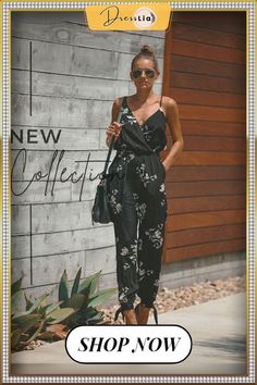 V Neck Split Long Floral Pocketed Romper Jumpsuits Elegant Floral Print Jumpsuits And Rompers For Day Out, Floral Print Jumpsuits And Rompers For Spring Workwear, Chic Floral Print Jumpsuits For Work, Chic Floral Print Overall Jumpsuits, Chic Floral Jumpsuits And Rompers For Work, Chic Floral Print Overall Jumpsuits And Rompers, Elegant Floral Print Jumpsuits And Rompers For Work, Elegant Floral Print Jumpsuits For Work, Elegant Printed Jumpsuits And Rompers For Summer