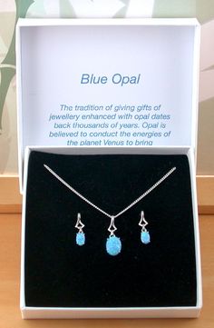 Blue Opal Necklace & Earrings | Blue Opal Jewellery| Opal Gift| UK Silver Jewelry Fashion, Swarovski Jewelry, Pin Jewelry, Opal Earrings