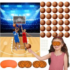 a collage of photos with basketballs and balls