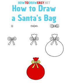 how to draw a santa's bag for kids with easy step - by - step instructions