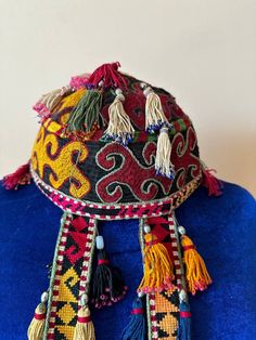 Vintage Hat or Skullcap tribe traditional hand embroidery from Uzbekistan. Central Asia. Vintage iten from 1960s. Circle:51cm /20,07 inches. Dry cleaning only. Please measure your head before ordering. Every item wiil be shipped from Uzbekistan via postal service. Tracking number will be provided. PROCESSING TIME: 1-2 work days. SHIPPING TIME: 2-4 weeks. Traditional Multicolor Hats For Festivals, Traditional Handmade Festival Hats, Traditional Multicolor Festival Hats, Traditional Handmade Cap Hat, Traditional Festival Hats, Traditional Embroidered Hats For Ceremonial Use, Traditional Embroidered Hats For Festivals, Traditional Multicolor Hats, Bohemian Festival Hat With Multicolor Embroidery