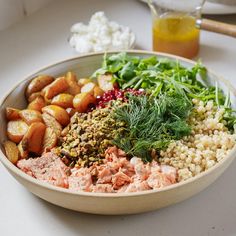 a bowl filled with different types of food