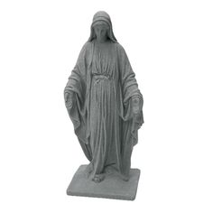 a statue of the virgin mary is shown against a white background