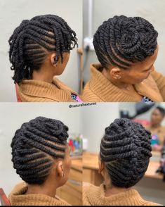 Natural Flat Twist Hairstyles Updo, Natural Twist Updos For Black Women, Natural Hair Braided Updo For Black Women, Twisted Updo For Black Women, Natural Hair Updo For Black Women Up Dos, Flat Twist Mohawk, Flat Twist Updo Natural Hair, Flat Twist Styles