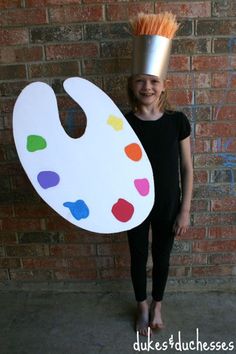 Your little artist can help you craft this easy-to-make costume.  Get the tutorial at Dukes and Duchesses.   What you'll need: white foam board ($14 for 5; amazon.com), paint ($6; amazon.com),broom ($27; amazon.com), styrofoam disk ($8; amazon.com), poster board ($5; amazon.com), silver spray paint ($4; amazon.com) Easy Homemade Halloween Costumes, Homemade Costumes For Kids