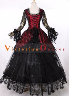 18th Century Gothic Victorian Lolita schwarz Vampire Dress   Condition: Brand New  Color: amp;nbsp; As Picture  Material: Brocade/Lace/Voile  Silhouette: Ball Gown  Sleeve Length: Long Sleeve  Dresses Length:Floor-Length  Neckline: Square Collar  Decoration: Lace  Style: Vintage  Includes: Dress Halloween Party Dress With Underbust Shape, Black Corset Dress For Halloween Costume Party, Halloween Underbust Costume For Costume Party, Halloween Party Underbust Dress, Black Overbust Costume For Party, Black Overbust Party Costume, Black Overbust Corset Dress For Costume Party, Fitted Vampire Style Corset Dress For Halloween, Black Fitted Vampire Corset Dress