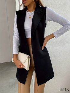 Sleeveless Blazer Vest, Casual Chique Stijl, Vest Outfits For Women, Style Casual Chic, Sleeveless Blazer, Ladies Blazer, Vest Blazer, Casual Vest, Vest Coat