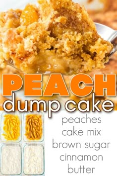 peach dump cake recipe with brown sugar and cinnamon butter