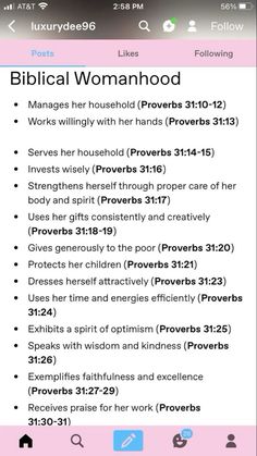 the biblical womanhood app is open on an iphone screen, with text above it