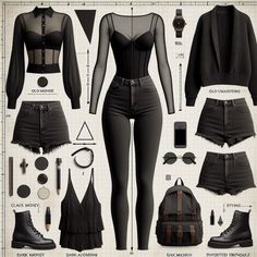 Urban Dark Outfit #гранж #стиль #стильгранж #мода  #одежда #красота #гранжстиль #гранжстайл #платье City Of Bones Outfits, Outfits For Clubbing Night, Cute Casual Goth Outfits, Concert Outfit Ideas Pop, Hot Goth Outfit Women, Pierce The Veil Concert Outfit Ideas, Casual Goth Aesthetic, Goth Rock Aesthetic, Sleep Token Concert Outfit