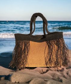 Handmade Summer Tote Bag, Crochet Shoulder Bag, Raffia Tote Bag, Beach Straw Bag, Fringe Tote Bag, Summer Beach Bag, Handmade Gift Any woman must have this bag for every fashionista. Whether you keeping it to yourself or gifting someone you care, it will be unforgettable. ✔️The interior of the straw summer bag has a magnetic button. Suitable for use as shoulder bag, beach bag or party bag. ✔️You can combine your clothes with a straw summer bag on summer days ✔️Bag base is felt supported and does Travel Straw Shoulder Bag With Fringe, Travel Shoulder Straw Bag With Fringe, Chic Travel Bag With Fringe, Vacation Fringe Tote Bag, Summer Fringe Bag For Everyday Use, Vacation Tote Bags With Fringe, Natural Fringe Bags For Beach Season, Summer Fringe Rectangular Bag, Summer Fringe Rectangular Bags