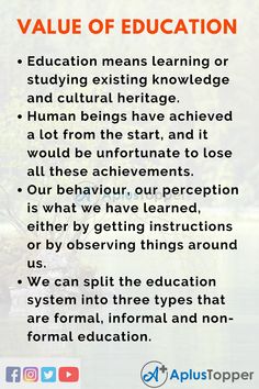 a poster with the words value of education on it and an image of trees in the background