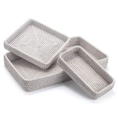 three woven trays sitting on top of each other