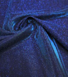 the fabric is shiny and blue in color