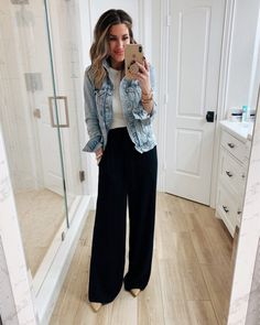 Updated Work Outfits, Casual Attire For Women Party, Wide Leg Dress Pants Outfit Dressy, Cute Outfits For The Office, Philadelphia Summer Outfits, Boho Style For Women 40, Women’s Jumpsuit Outfits, Fun Work Outfits Business Casual, Good Friday Outfit