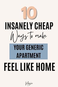 the words 10 insanely cheap ways to make your generic apartment feel like home