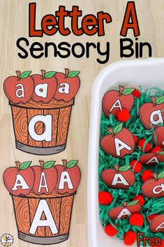 an apple themed alphabet and letter matching activity for kids