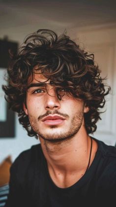 Hair Style Men Beard Curly Hair Men, Shaggy Curly Mens Haircut, Scruffy Hair Men, Best Curly Hairstyles For Men, Dark Curly Hair Men, Messy Curly Hair Men, Curly Hairstyles For Thick Hair, Men’s Curly Hair Styles, Curly Hairstyles For Weddings