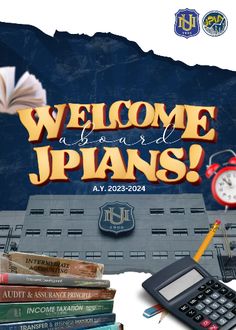 an image of a sign that says welcome to japan with books and a calculator