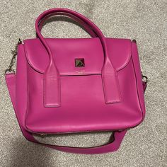 Beautiful Leather Bag In Excellent Condition With Dust Bag. Kate Spade Top Handle Satchel For On-the-go, Satchel Box Bag With Handle Drop For Errands, Pink Flap Bag With Detachable Double Handle, Pink Leather Shoulder Box Bag, Pink Satchel Flap Bag For Shopping, Tote Flap Bag With Detachable Strap, Pink Flap Bag With Top Carry Handle For Travel, Pink Travel Flap Bag With Top Carry Handle, Pink Satchel Flap Bag For Travel