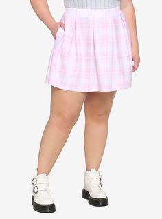 Pink Plaid Skirt Plus Size, PLAID - PINK Plaid Skirt Plus Size, Pink Plaid Skirt, Plus Size Hot, Plus Size Baddie Outfits, Skirt Plus Size, Her Universe, Pink Fits, Plus Size Fits, Socks And Tights