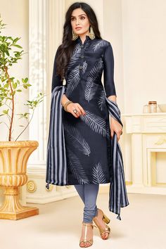 Silk Churidar, Navy Blue Art, Designer Kurti Patterns, Kurti Patterns