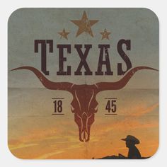 the texas longhorns logo is displayed on a square coaster with an image of a bull's head