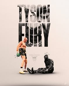 a man standing next to a gorilla on top of a white background with the words tyson fury