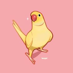 a yellow bird is standing on its hind legs