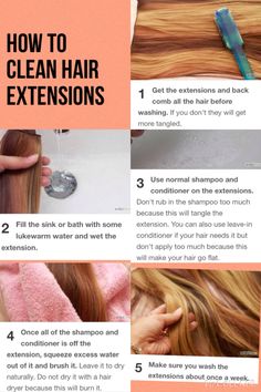 how to clean hair extensions . Diy Hair Extensions, Sew In Extensions, Hair Extension Brands, Extensions Hair, Healthy Hair Tips, Clean Hair, Clip In Extensions, Diy Hair