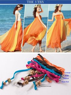 Summer holiday is coming, beach party is on the way, you should get on shinning beach wear for this date. This chiffon long pleated skirt will make you charming like princess. What隆炉s more, this skirt with belt on, can also wear as empire beach dress.Material: Chiffon and Polyester5 Colors available: Sky blue, Red and White, Orange, Khaki, GreenSize: Waist 60-100cm, Length 88cmCollar: StraplessSleeve: SleevelessStyle: Strapless DressDress Length: Full-LengthPattern: PatchworkDecoration: BeltLini Flowy Summer Party Skirt, Flowy Skirt For Summer Party, Bandeau Skirt For Summer Parties, Spring Beach Bandeau Skirt, Summer Beachwear Maxi Skirt, Bohemian Skirt For Spring Beach Party, Summer Party Maxi Skirt, Flowy Summer Skirt For Beach Season, Summer Flowy Pleated Skirt