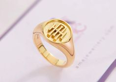 Personalized Monogram Signet Ring in 18K Yellow Gold | AME Jewellery Luxury Rings For Marriage, Designer Engraved Ring As A Gift, Designer Engraved Ring For Gifting, Designer Engraved Ring For Gift, Designer Engraved Rings For Gifts, Designer 14k Gold Rings For Gifts, Symbolic Hallmarked Initial Ring For Formal Occasions, Designer Engraved Round Rings, Luxury Monogram Signet Ring For Wedding