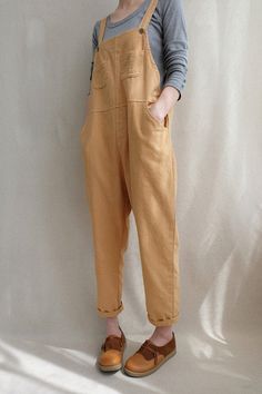 Loose Overalls Outfit, Work Overalls Women, Overalls Summer, Loose Overalls, Work Overalls, Cotton Dungaree, Linen Overalls, Womens Jumpsuits, Spring Clothing