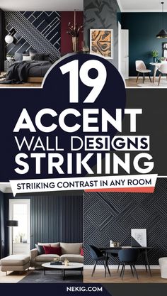 the cover of 19 accent wall designs striking contrast in any room