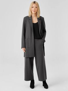 Washable Flex Ponte Wide-Leg Pant | EILEEN FISHER Relaxed Fit Elastane Wide Leg Pants For Work, Modern Wide Leg Pants With Straight Hem For Fall, Modern Wide Leg Work Pants With Straight Hem, Modern Wide Leg Pants For Workwear, Fall Wide-leg Workwear Pantsuit, Minimal Stretch Wide Leg Pants For Fall, Modern Wide Leg Pants For Business Casual, Business Casual Wide Leg Pants For Fall, Wide Leg Pants For Workwear With Straight Hem