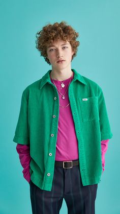 Bright Button Up Shirt, Colorful Men’s Outfits, Bright Mens Fashion, Mens Colorful Fashion, Bright Color Men Outfit, Colorful Masculine Outfits, Colorful Male Outfits, Colorful Masc Outfits, Colorful Fashion Men