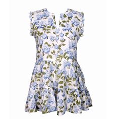 Sleeveless Blue Hydrangea Print A-Line Dress - The Well Appointed House Summer Sleeveless Printed Dress For Garden Party, Summer Sleeveless Dress With Prints For Garden Party, Sleeveless Printed Mini Dress For Daywear, Sleeveless Cotton Mini Dress With Floral Print, Cotton Floral Dress With Ruffles For Vacation, Summer Sleeveless Floral Dress For Garden Party, Sleeveless Summer Floral Dress For Garden Party, Summer Sleeveless Cotton Dress With Lining, Cotton Floral Sundress For Vacation