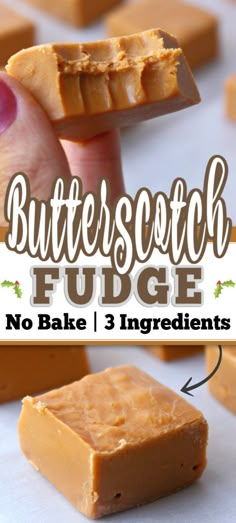 butterscotch fudge no bake / 3 ingredients are included in this recipe