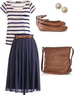 if someone finds a skirt like that in dublin for <€40 please let me know because i've failed so far! Rok Midi, Mode Casual, Classic Wardrobe, Church Outfits, Clothes Women, Blue Skirt, 가을 패션, Mode Vintage