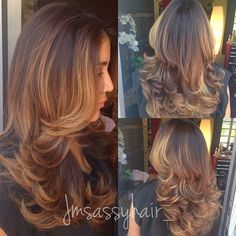 long layered hairstyle with balayage highlights Layered Hairstyles For Long Hair, Long Hair Volume, Loose Wavy Curls, Balayage Hair Styles, The Right Hairstyles, Long Hair Trends, Wedge Hairstyles, Asymmetrical Hairstyles