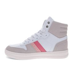 Made with vegan leather uppers and soft, breathable mesh lining, these women’s iconic high-top sneakers are just what you need to keep your feet relaxed and your style on point. The durably stitched overlays create clean lines and a retro-inspired classic look. Pink High-top Sneakers With Gum Sole, High-top Wedge Sneakers With Speckled Midsole For Spring, Trendy High-top Sneakers With Gum Sole And White Sole, Levi's Sporty Round Toe Sneakers, Spring Synthetic High-top Sneakers With Contrast Sole, Casual Synthetic High-top Sneakers For Spring, High-top Synthetic Wedge Sneakers, Trendy Synthetic High-top Sneakers With Rubber Sole, Comfortable White High-top Sneakers With Contrast Sole