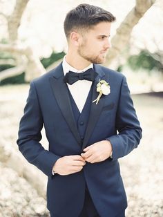 Classic Three Piece Suit in Navy Blue | Krista A. Jones Fine Art Photography | Artistic French Blue Wedding Blue Tuxedo Wedding, Father Of The Bride Outfit, French Blue Wedding, Wedding Tux, Photography Artistic, Blue Tuxedos, Custom Suits, Artistic Wedding